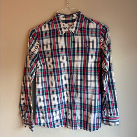 Vineyard Vines Tops - Women's Vineyard Vines Festive Plaid Button Front Shirt‎ Top Blouse Size 8